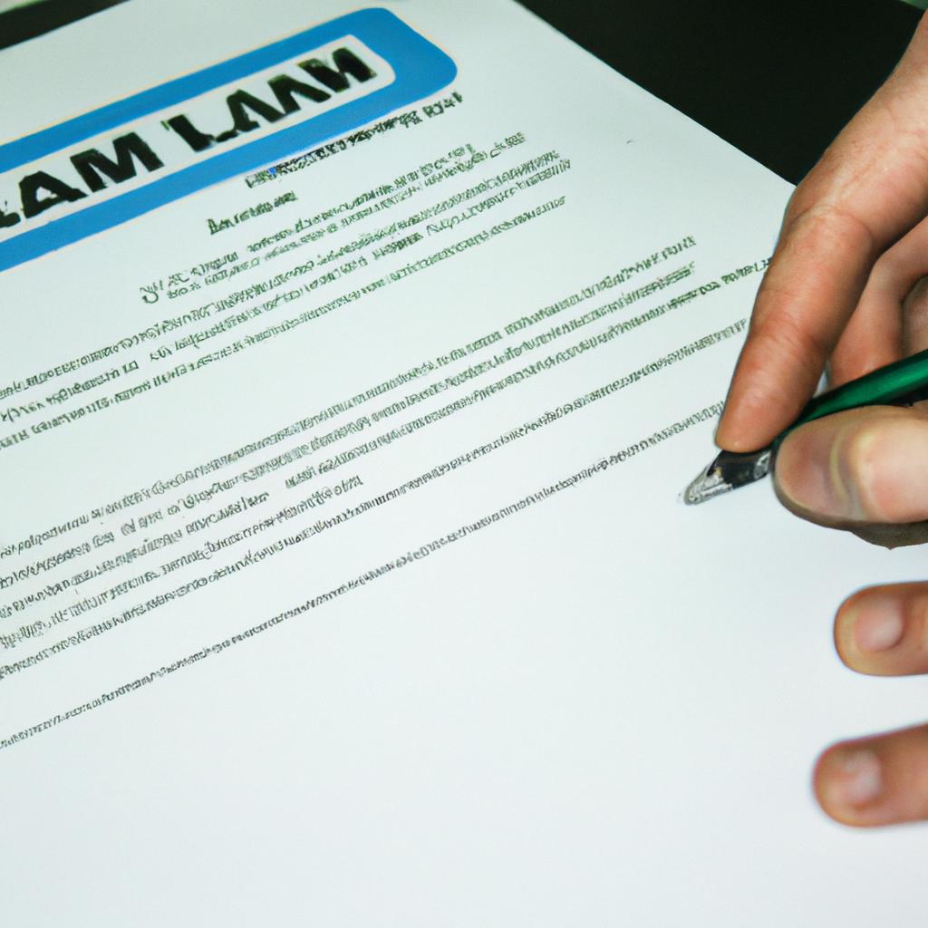 Person signing loan agreement document